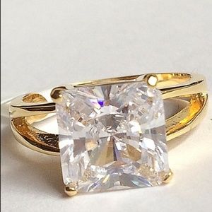 Gold Engagement Cocktail Ring Size 8 9 10 Princess Cut 14Kt Plated Cubic Zircon